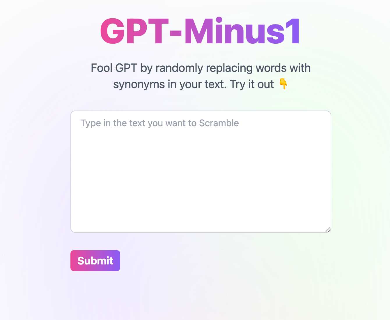 GPT-Minus1 Application Improves Natural Language Processing