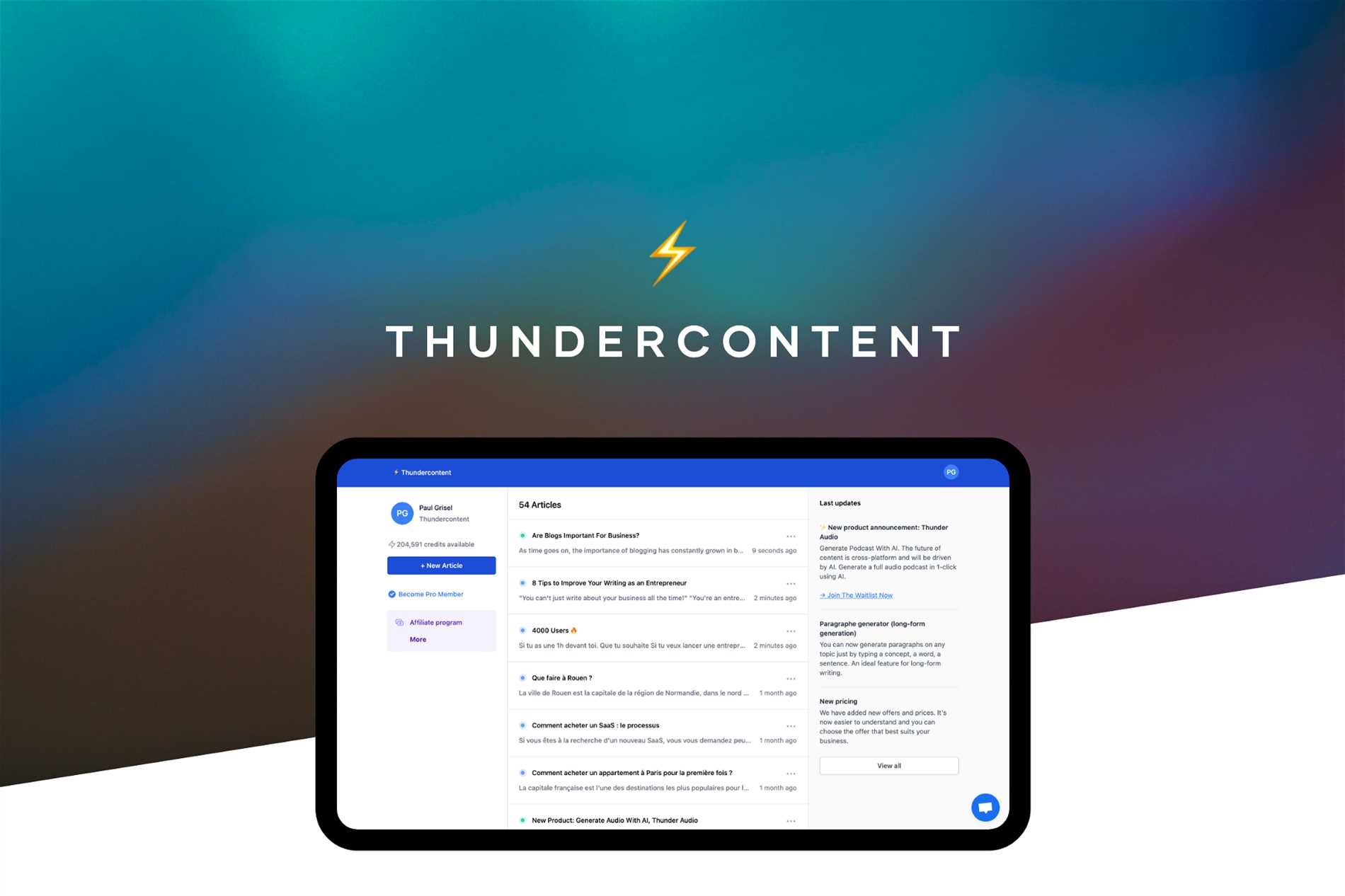 Thunder Content App